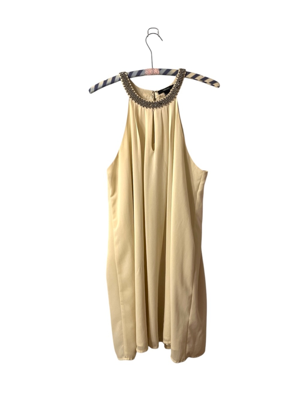 Forever 21 Cream Beaded Halter Tunic